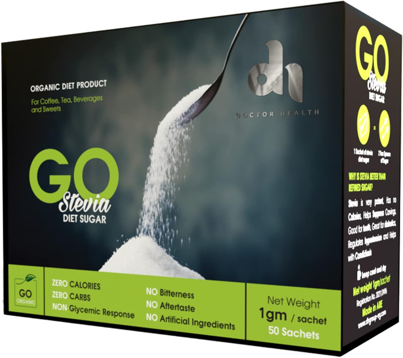 Dr.Health Go Stevia Diet Sugar50Sachets Maxmuscle Elite